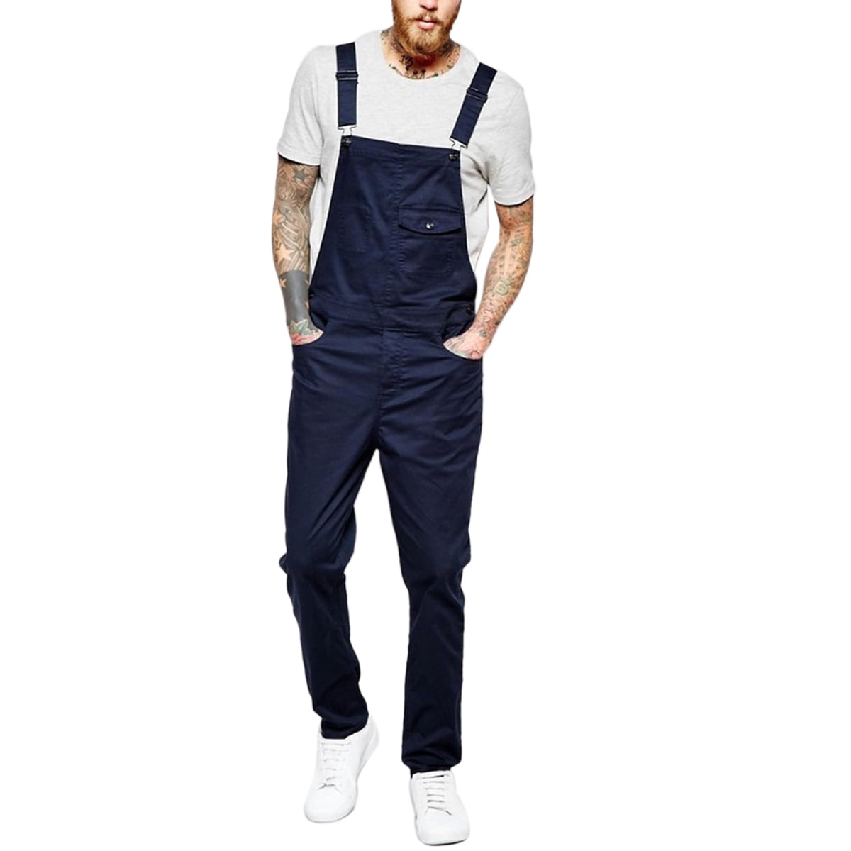 Men´s Bib Overalls Casual Solid Color Jumpsuit Jeans Suspender Pants