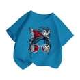 thumbnail image 3 of LUOGENLI T-Shirt pour Filles Enfant Filles Mignon Imprimé Graphique Col Rond Manche Courte Tee Été Décontracté T-Shirt Chandails pour Filles Tendance Été Plus Marine 9-10 Ans, 3 of 5