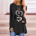 thumbnail image 2 of T-shirts à Manches Longues pour Femmes Time And Tru Mode Femme Décontractée Imprimé Col Rond Ample T-Shirt à Manches Longues Haut Blouse Chandail, 2 of 6