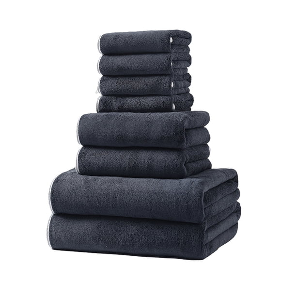 RRJ Hotel-Grade Bath Towel Set, 8-Piece 600GSM Ultra Soft Quick Dry Towels, 2 Bath Towels 2 Hand Towels 4 Washcloths, Luxury Spa Collection for Bathroom Beach Gym Home