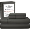 thumbnail image 1 of 100% Cotton Sheets King Size Sheets Set With Fitted Sheet & Pillowcase Sets, 400 Thread Count Sateen Weave 4 Piece Deep Pocket King Sheet Set, Soft & Comfy Naturally Cool Luxury Bedding- Charcoal, 1 of 5