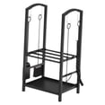 thumbnail image 4 of DOLITY Firewood Rack Fire Wood Pile Storage Stacker 2 Tier Metal Firewood Holder Storage with 4 Fireplace Tools for Deck Backyard, 4 of 6