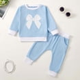 thumbnail image 1 of RXIRUCGD Cute Bow Printed Sweater Set For Baby Boys And Girls( Blue, Size:9 Months ), 1 of 4