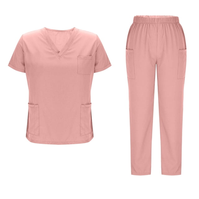 ZVNAH Ensemble de Sarraus Médicaux pour Femmes - Haut Classique à Col en V et Pantalon Cargo de Sarrau Extensible, Uniforme d'Infirmière, Tenue de Sarrau
