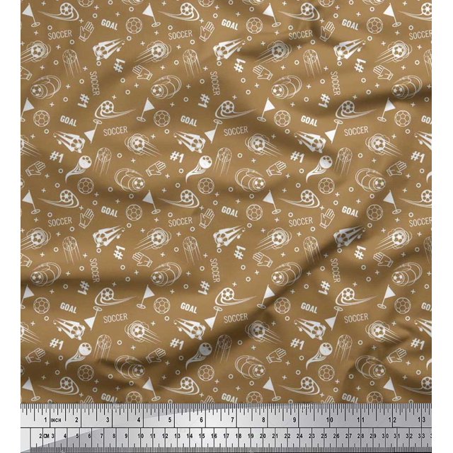 Soimoi Georgette Viscose Fabric Geometric Sign,Flag & Football Sports Print Sewing Fabric Yard 42 Inch Wide