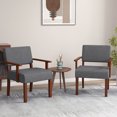 thumbnail image 4 of Costway 2PCS Linen Accent Chair Living Room Chair with Soft Padded Seat & Backrest Gray, 4 of 8