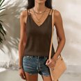 thumbnail image 2 of Sentmoon Woman Summer Tops Blouses Linen V Neck Strappy Backless Tank Solid Color Sleeveless T Shirt Lightweight Breathable Trendy Unique Summer for Layering or Going Out Top Blouses, 2 of 7