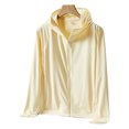 thumbnail image 1 of Veste Extérieure à Fermeture Éclair pour Femmes, Séchage Rapide, Veste de Soleil en Polyester pour Voyage Blanc, Jaune, 1 of 8