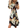 thumbnail image 1 of CAROOTU Chemise à Imprimé Géométrique pour Femmes Robe à Manches Longues Ourlet Irrégulier Femmes Revers, 1 of 6