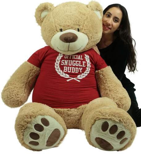 5 Foot Giant Teddy Bear Soft 60 Inch, Wears Removable T-shirt Official Snuggle Buddy