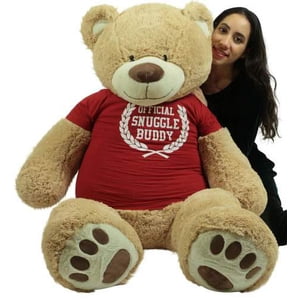 5 Foot Giant Teddy Bear Soft 60 Inch, Wears Removable T-shirt Official Snuggle Buddy