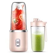 Mini mixer 40W Juice blender mini portable quick blender cup personal size rechargeable USB Double cup Pink