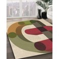 thumbnail image 3 of Ahgly Company Tapis d'Intérieur Rectangulaire Transitionnel Lavable à la Machine, Brun Gingembre Vert, 4 Pieds x 6 Pieds, 3 of 7