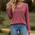 thumbnail image 2 of vdgthytj Sweaters for Women Long Sleeve Fall Fashion V Neck Knitted Tops Comfort Soft Basic Pullover Shirts, 2 of 4