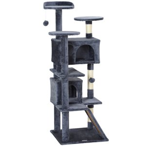 CoSoTower 54" Arbre de chat, Tour de chat multi-niveaux avec des poteaux de Scratching, Condos de chat , Lit , Plateformes , Ramp , Toy Ball , Gris foncé