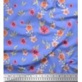 thumbnail image 1 of Soimoi Blue Rayon Fabric Leaves & Primrose Floral Print Fabric By Yard 42 Inch Wide, 1 of 3