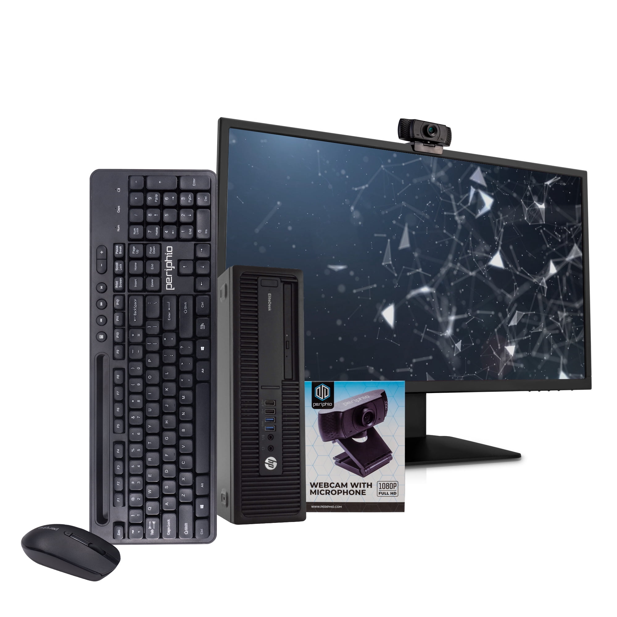 "HP EliteDesk 800G1, Intel Quad Core I5 3.2GHz, 16GB RAM, 1TB SATA HDD + 16GB Jump Drive, Windows 10 Pro 64 Bit Desktop Computer, 24"" LCD, Wireless Keyboard and Mouse, WIFI"