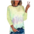 thumbnail image 1 of RKSTN Chandails pour Femmes Manches Longues Mode Hauts à Col Rond Imprimés Teinture sur Nœuds Décontractés Sortie Blouses Amples, 1 of 4
