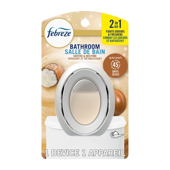 Febreze Bathroom Air Freshener, Odor-Fighting, Soothe & Restore Scent 1ct