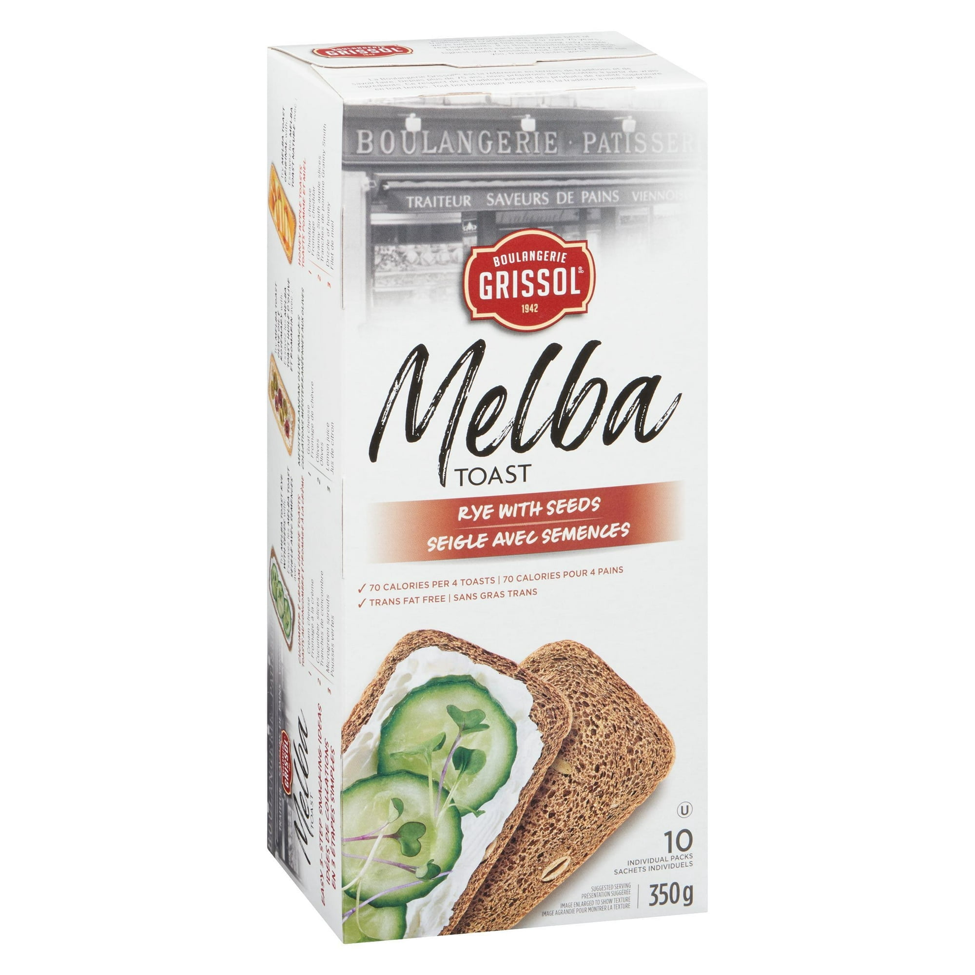 Boulangerie Grissol Toasts Melba Seigle avec Semences 350g
