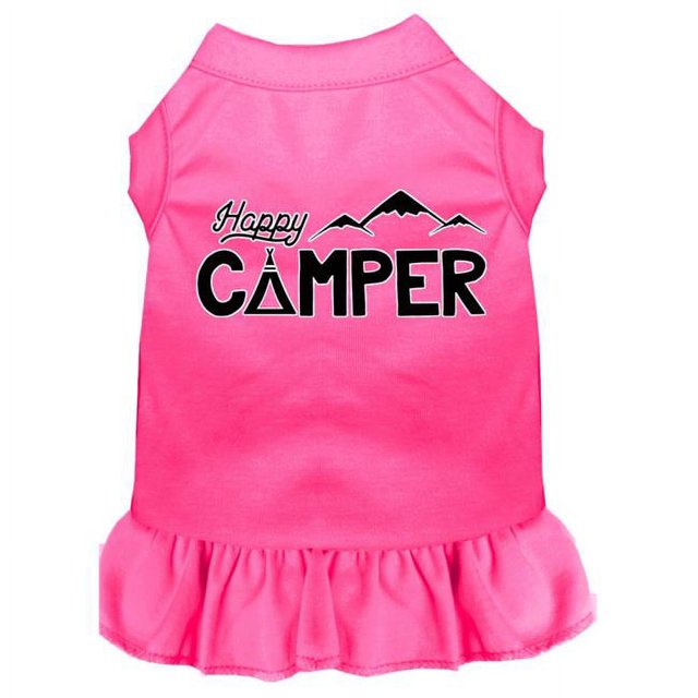 Happy Camper Screen Print Dog Dress Bright Pink Lg (14)