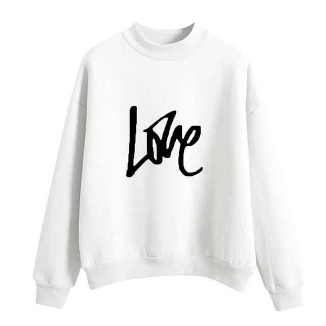 CEHVOM Femmes Mode Décontractée Imprimé Col Rond Ample Manches Longues Hauts Courts Blouse Chandails Sans Capuche Liquidation