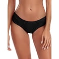 thumbnail image 4 of Ocean Blues Women's Full Coverage Bikini Bottom Mid Rise Ruched Sides Swim Bottoms Black Size 2X-Large, 4 of 7