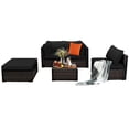 thumbnail image 2 of Costway Ensemble de 5 Pcs en Rotin pour Patio, Ensemble Sectionnel de Conversation avec Ottoman et Table, Noir, 2 of 10