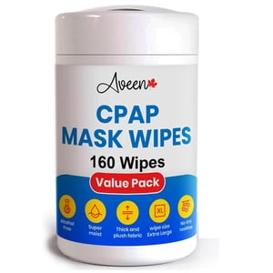 Aveen CPAP Essuie-masque, 160 XL Wipes humides sans parfum pour le nettoyage quotidien de CPAP, BiPAP & Masques à oxygène