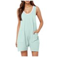 thumbnail image 1 of TrendOFT Combinaison Décontractée d'Été pour Femme, Ample, Col Rond, Sans Manches, Bretelles Spaghetti, avec Poches, Combinaisons une Pièce pour Femme, Salopette, Vert Menthe, TTG, 1 of 6