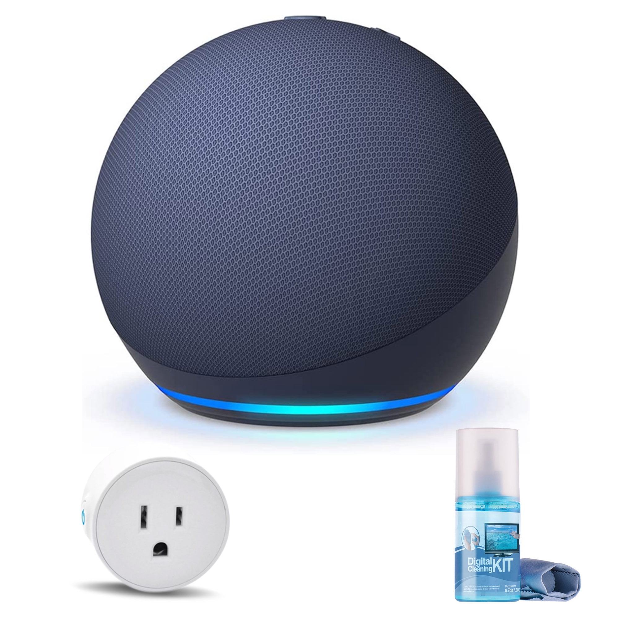 Echo Dot (5th Gen, 2022 Release) (Deep Sea Blue) with Wifi Smart Plug and Cleaning Kit