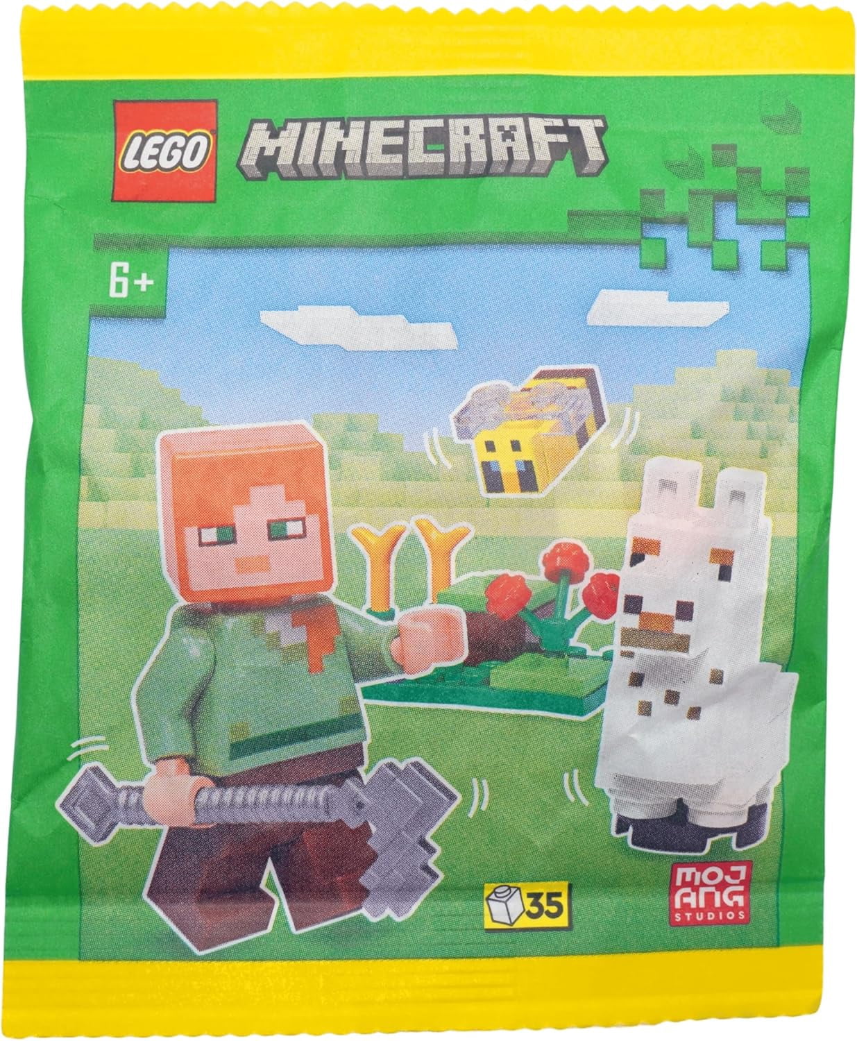 LEGO Minecraft: Alex Minifigure with Baby Llama and Bee