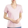 thumbnail image 1 of Timegard Womens Tops V Neck Short Sleeve Comfy Solid Color Basic Tee Casual Loose Workout Top Summer, 1 of 4