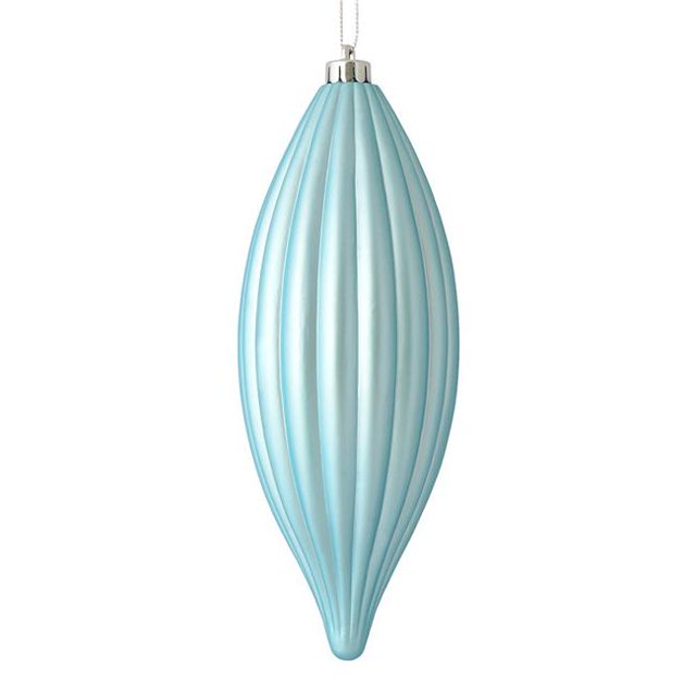 Vickerman M183232M 8 in. Baby Blue Matte Line Finial Ornament 4 per Bag