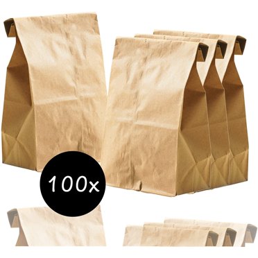 Kraft Brown Paper Bags (100 Count) - Kraft Brown Paper Grocery Bags Bulk