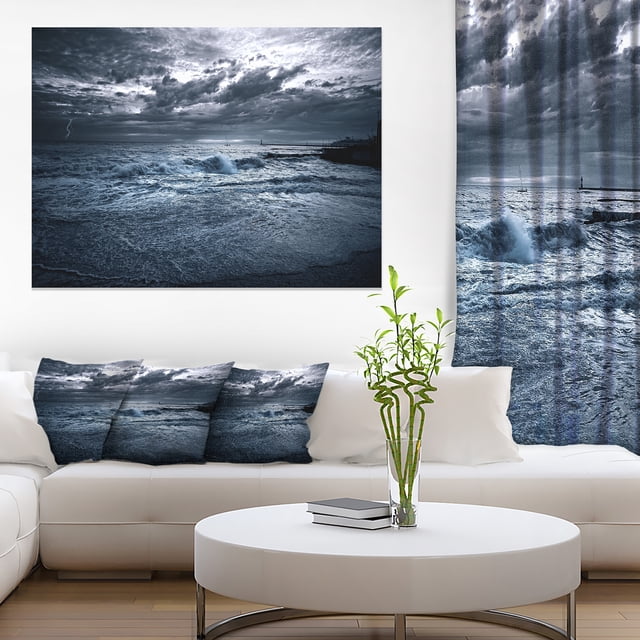 Tempête Marine de Sotchi en Bleu - Toile d'Art Mural Paysage Moderne