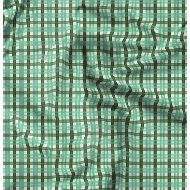 Soimoi Japan Crepe Satin Fabric Gingham Check Decor Fabric Printed Yard 42 Inch Wide