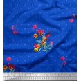 thumbnail image 1 of Soimoi Poly Georgette Tissu Dot, Feuilles & Pervenche Imprimé Floral 1 Yard 52 Inch Wide, 1 of 3