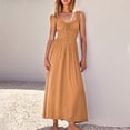 thumbnail image 4 of AherBiu Robes d'Été pour Femmes 2024 Tendance Robe Maxi Sans Manches Col en V Fluide Taille Élastique Vacances Longues Robes, 4 of 7