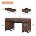 thumbnail image 2 of WAMPAT 59 inch Executive Desk, Modern Home Office Computer Desk with Drawers and Charging Station, Wooden Writing Workstation with File Cabinet Storage, Study Table for Work and Study, Brown, 2 of 10