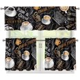 thumbnail image 1 of Coffee Theme Kitchen Curtain Valance and Tiers Set Small Window Treatment Valance Curtain Insulated Drapes with 2 Tiers Curtains for Kitchen Bathroom Living Room, 1 of 5