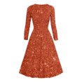 thumbnail image 3 of Offre à Durée Limitée Iumwxz Robe à Col en V à Manches Longues pour Femmes Tunique Robe de Performance Robe à Imprimé Brillant Robes Longues pour Femmes Robe Ample et Fluide pour la Rue, 3 of 3