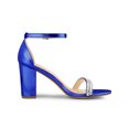 thumbnail image 3 of BLISSFUL STEP Women's Sandals Rhinestone Chunky Heel Ankle Strap Open Toe Party Shoes Deep Blue 5.5, 3 of 7