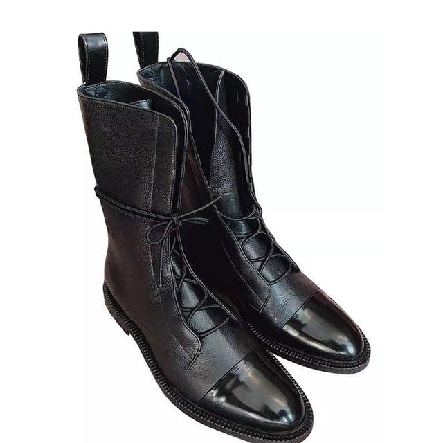 Julyccc Womens Flat Lace Up Combat Ankle Boots