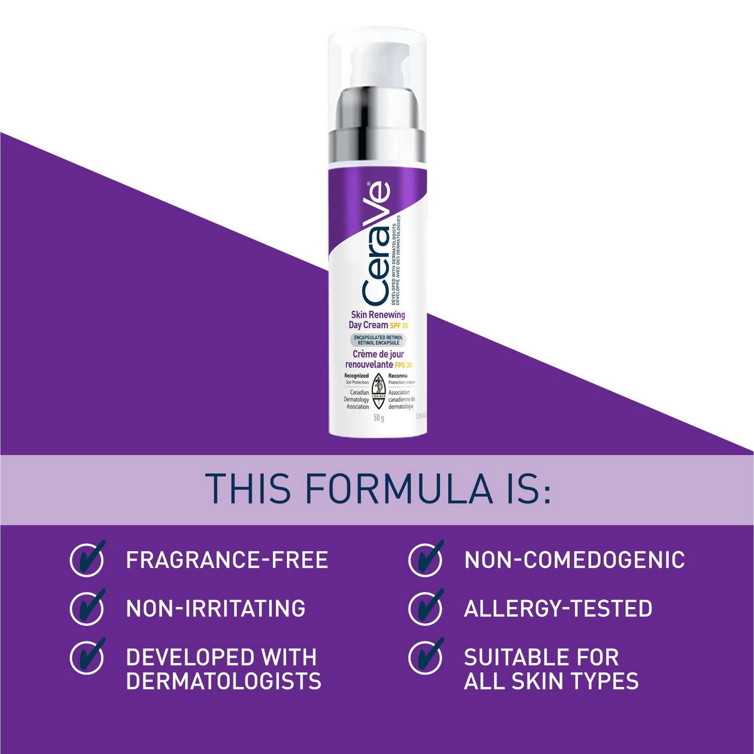 CeraVe Day Cream SPF 30, Anti-Aging Moisturizer with Retinol and Broad Spectrum Sunscreen for Fine Lines, 50g