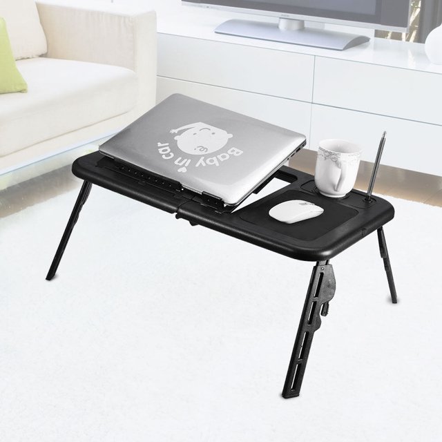 Bureau Pliant pour Ordinateur Portable, Table Pliante Portable Réglable Cahier Bureau Ventilateur Cool Bureau d'Ordinateur Plié Robuste et Résistant