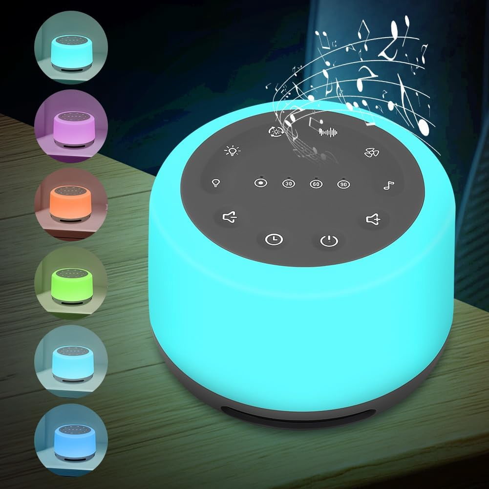 White Noise Machine, Portable White Noise Sleep Aid, 7-Color Night ...