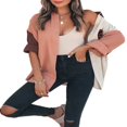 thumbnail image 3 of Women‘s Blouse Contrast Color Stitching Long Sleeve Lapel Button Closure Loose Versatile Casual Shirt Tops, 3 of 7