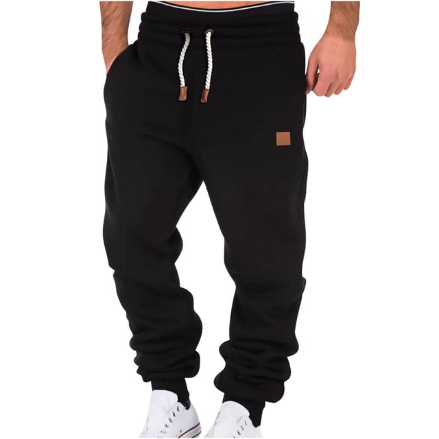 Yuyuzo Mens Joggers Fleece Lined Sweatpants Drawstring Cinch Bottom Solid Color Casual Workout Trousers