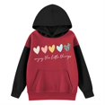 thumbnail image 4 of FAOWME Child Long Sleeve Color Matching Printed Letters Hooded Sweatshirts Pullover Tops Red 8-10 Years, 4 of 4